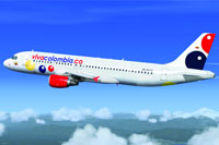 Screenshot of Viva Colombia Airbus A320 in flight.