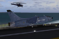 Screenshot of Vought F8 Crusader on carrier.