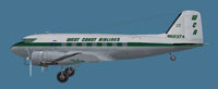Side profile view of West Coast Airlines Douglas DC-3.