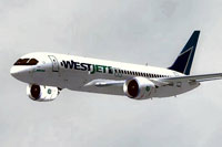 Screenshot of WestJet Boeing 797-100 in flight.