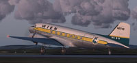 Screenshot of Wien Air Alaska Douglas DC-3 on runway.