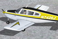 Screenshot of yellow Piper Arrow N7426J on the ground.