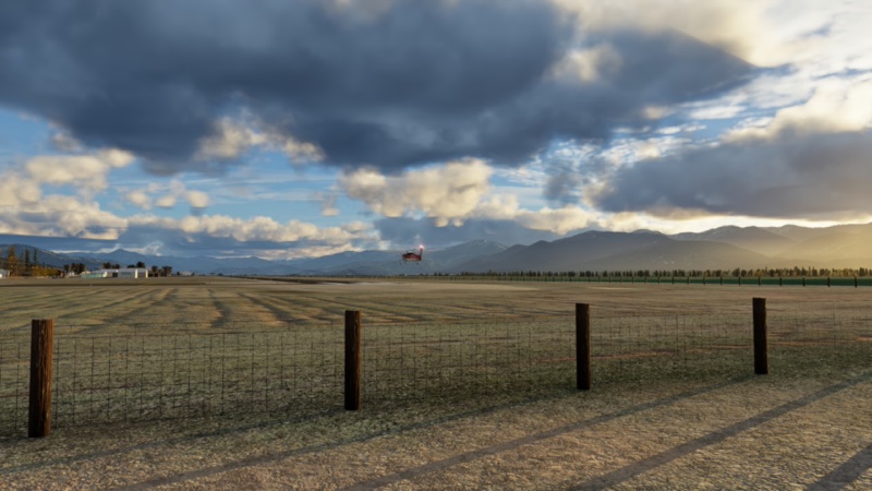 Stunning view with mountains in the distance at the airport perimeter. 