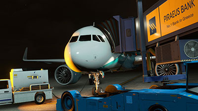 The freeware Airbus A320 Neo (A32NX) add-on being shown in Microsoft Flight Simulator (MSFS) 2020 release.