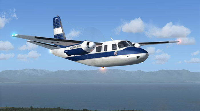 Aero Commander in flight.