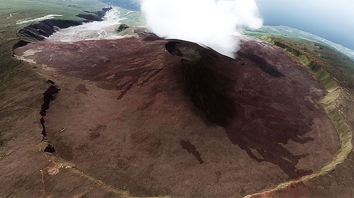 The active volcano on the island.