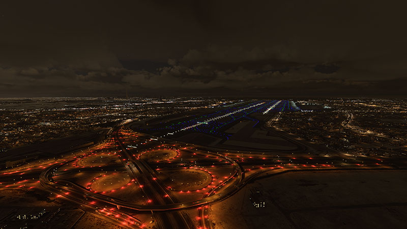 An example of the night lighting at airports.  Dubai shown in this image.
