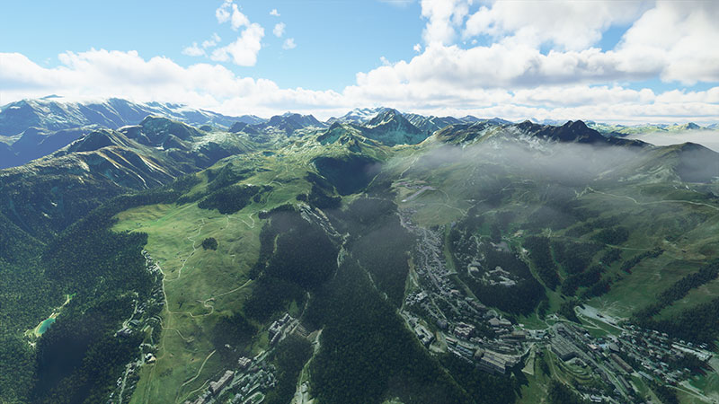 Alpine scenery displayed in the sim.