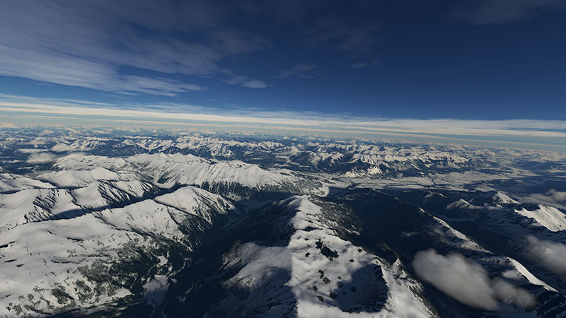 Alps scenery displayed in Microsoft Flight Simulator.