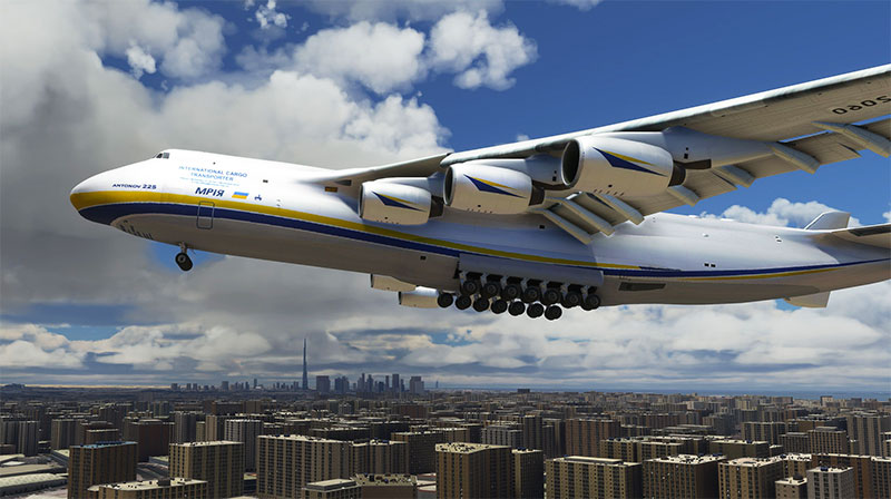 The Antonov An-225 "Mriya" in flight in FS2020.