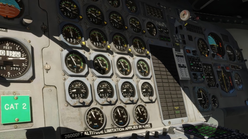 Cockpit panel with instruments displayed.