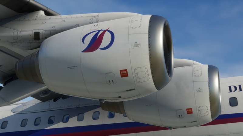 The twin engines displayed on the BAe 146 in XP12.