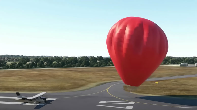 Showing a hot air balloon and it's brand new physics in the simulator world.