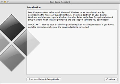 boot camp assistant install
