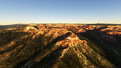 Bryce Canyon add-on as displayed from the air in Microsoft Flight Simulator (MSFS).
