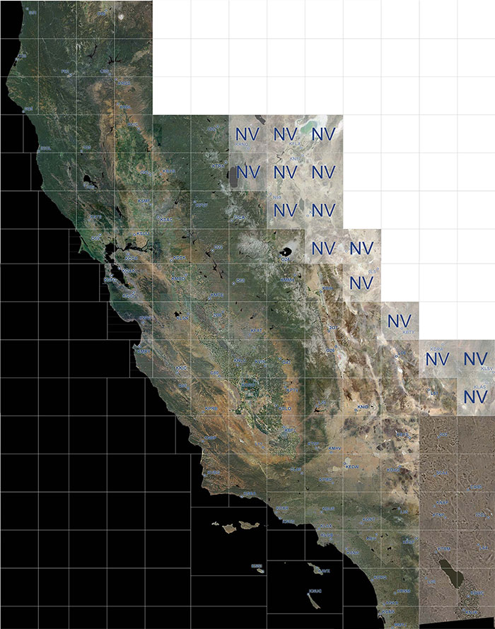 Map showing the coverage area of the California scenery.