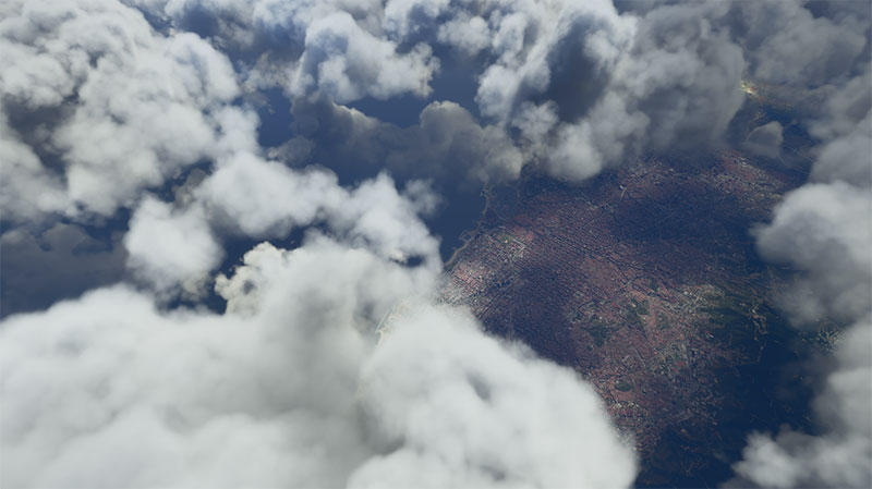 Clouds over Barcelona - a sneak peek from MSFS or FS2020.