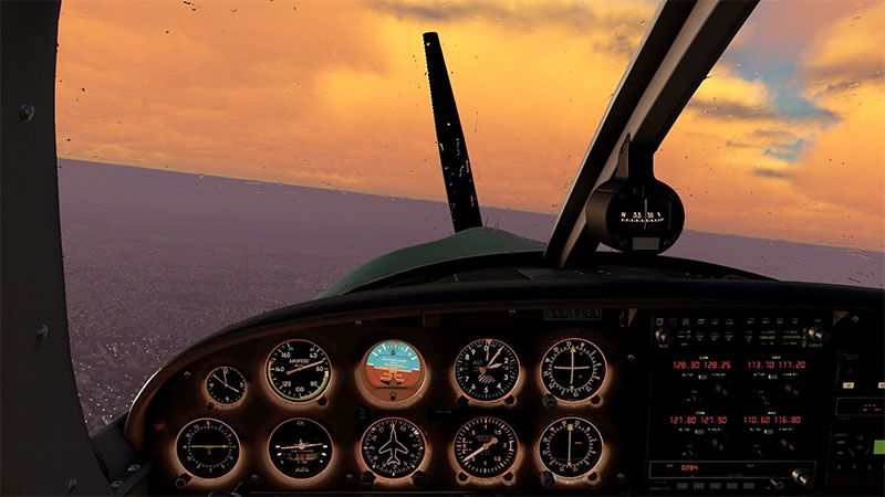 Cockpit at dusk in FSW.