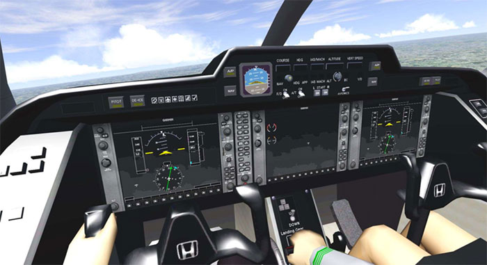 The cockpit of the Honda Jet in FSW