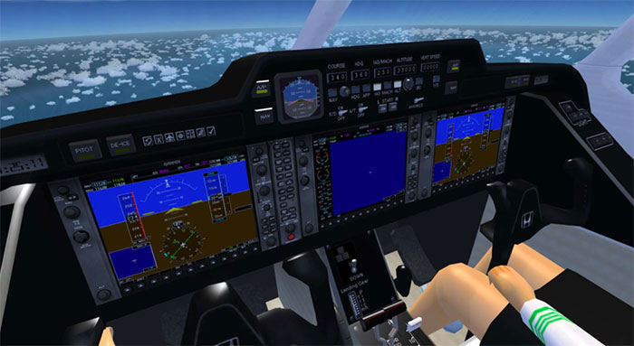 The same cockpit displayed in FSX