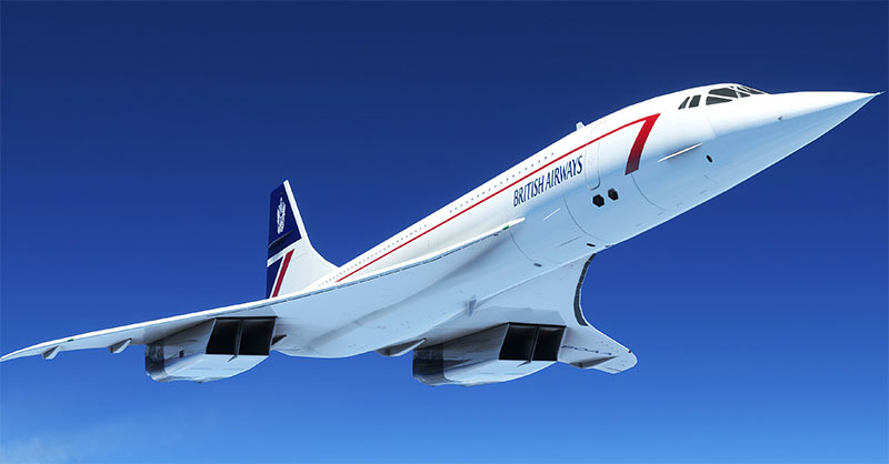 Concorde in flight in MSFS.