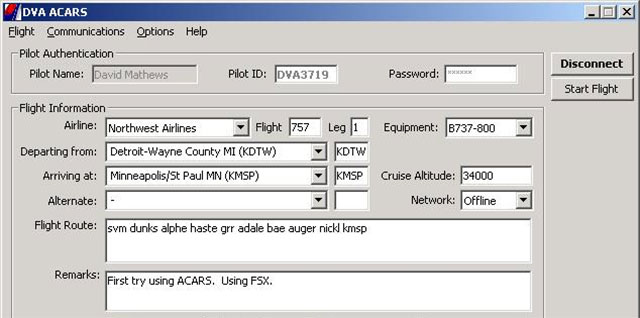 Delta Virtual's ACARS software