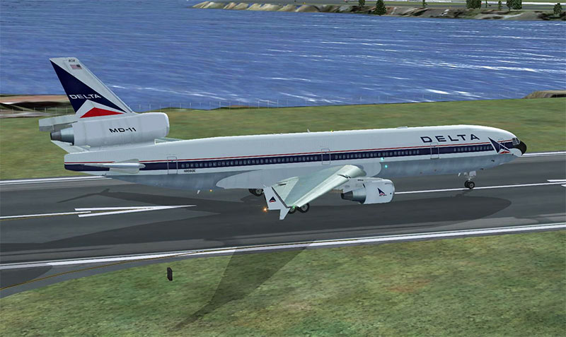 Delta's old retro livery on the Overland MD11 in FSX.