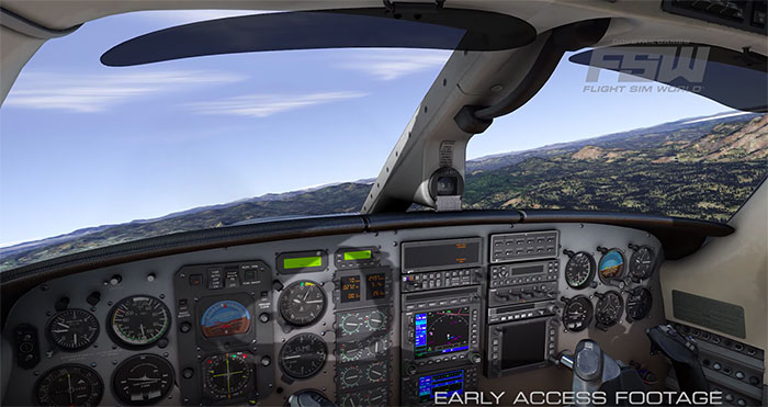 A highly detailed 3D virtual cockpit.