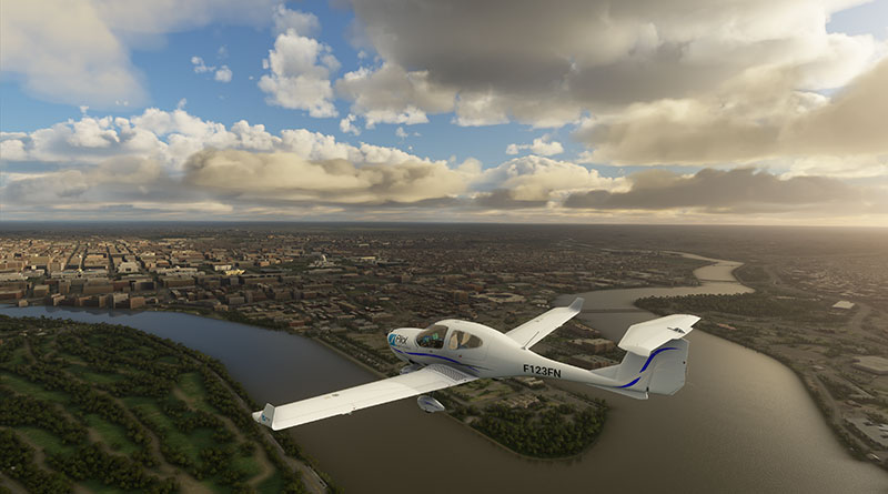 Diamond DA40 in flight over Washington D.C