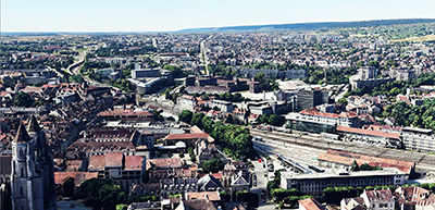 An overview of the city of Dijon, France displayed after installing this freeware scenery mod in Microsoft Flight Simulator.