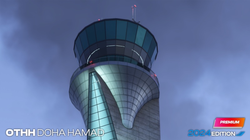 Screenshot of the control tower at Doha International using this new scenery mod.