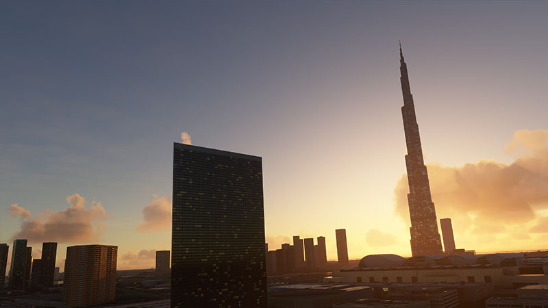 Dubai Cityscape in Microsoft Flight Simulator.