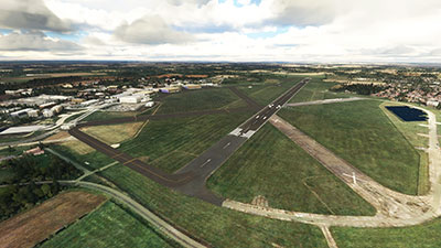 Overview of Cranfield Airport (EGTC) after installing this freeware mod in Microsoft Flight Simulator (MSFS) 2020 release.