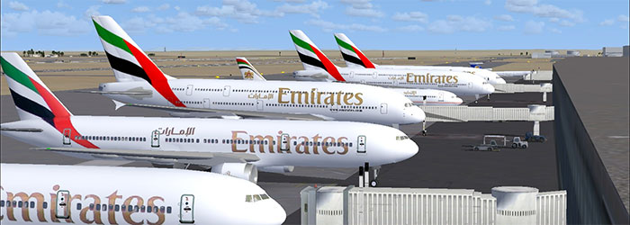 Emirates AI aircraft at terminal