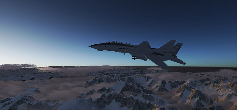 Screenshot showing military aircraft in FlightGear v2.10.