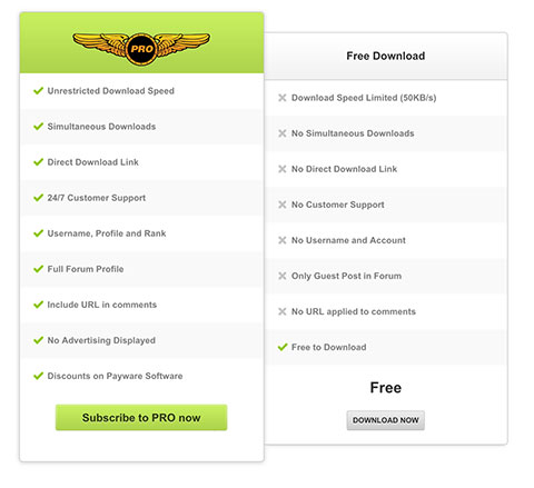 PRO or Free dialog box.