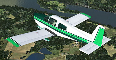Grumman Tiger in flight in FSX after installing this pack.