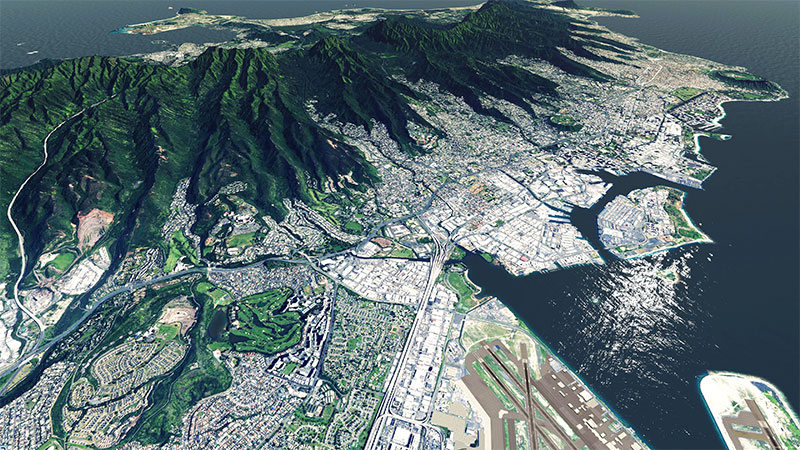 Hawaii islands in X-Plane after installing the scenery add-on.