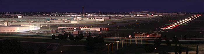 Heathrow airport at night