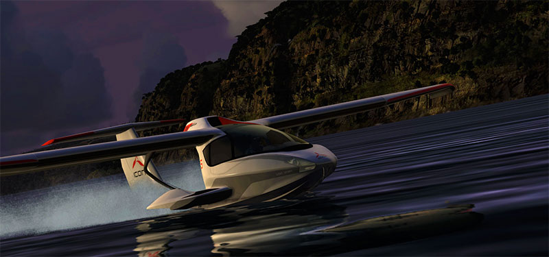 Icon A5 in water at dusk.