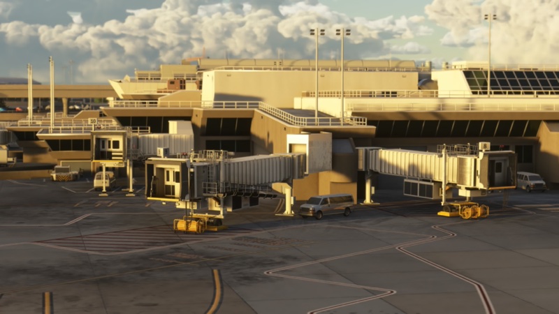 Terminal building at JFK displayed when using the iniBuilds JFK scenery mod for MSFS 2024.
