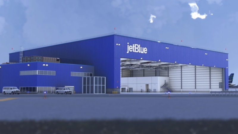 JetBlue aircraft maintenance hangar.