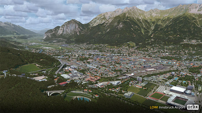 Innsbruck airport scenery from a distance