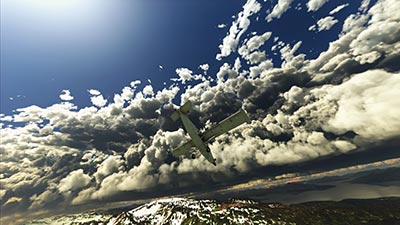 Intense clouds and weather displayed in Microsoft Flight Simulator after installing this freeware weather preset pack.