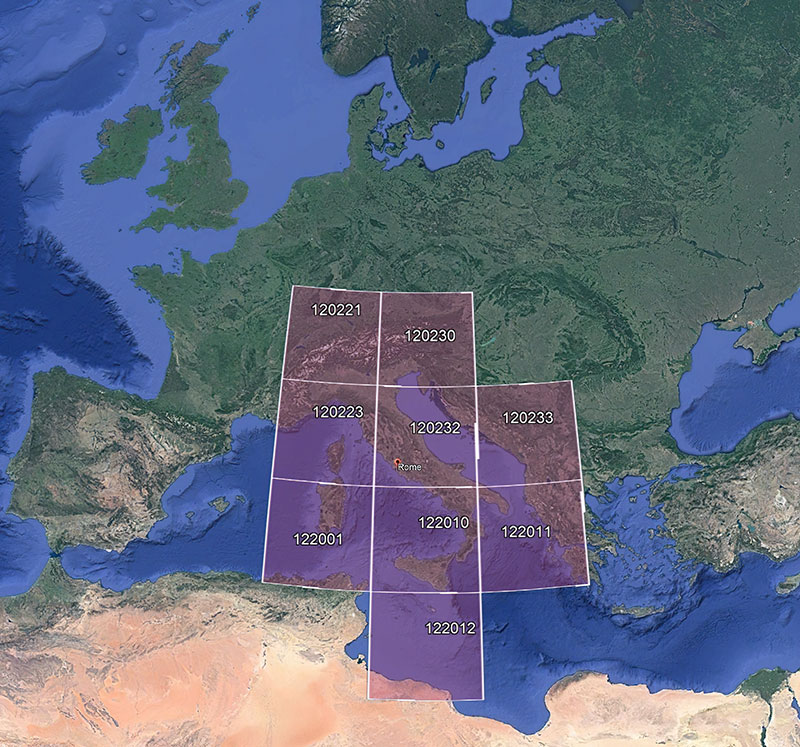 Coverage area for Italy.