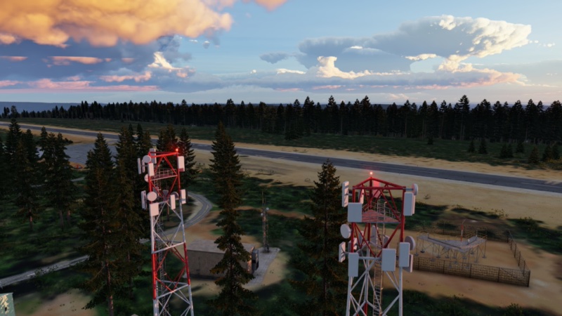 Runway and radio towers at KBLU in XP12.