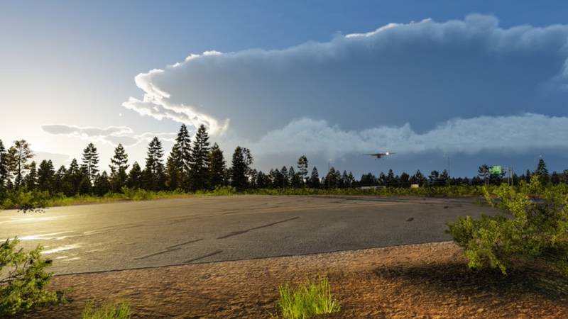 Aircraft coming into land at KBLU with new XP12 ground reflections and PBR.