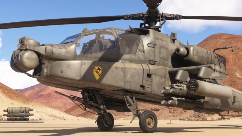 Showing the attack helicopter on the ground.