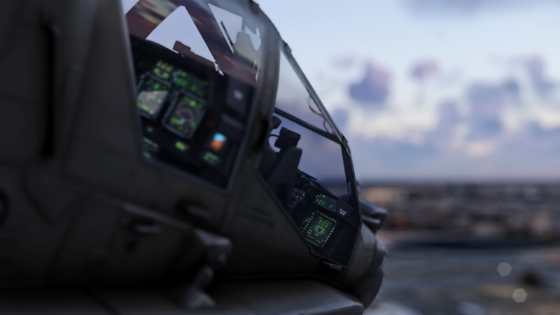 Side shot showing the helicopter VC cockpit from outside the heli.