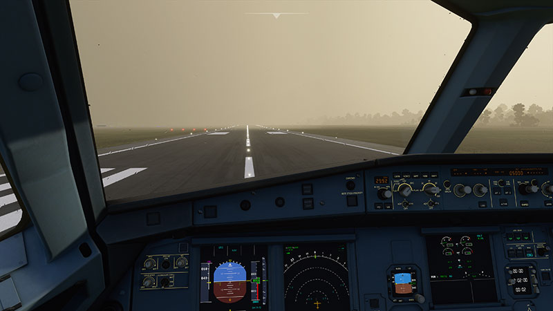 Inside cockpit after landing and using ATC.